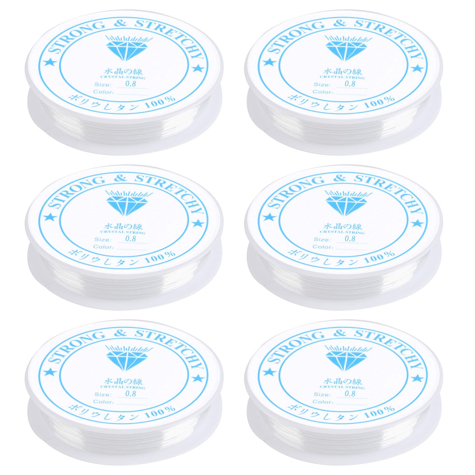 6 Rolls 0.8mm Clear Elastic for Bracelet Making, 8M/Roll Clear Elastic Thread String for Bracelets, Invisible Thread for DIY Craft Jewellery Necklace Friendship Bracelet Making String