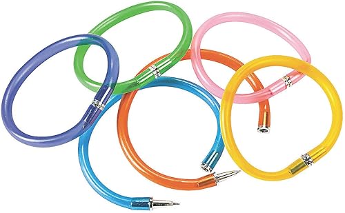 Pulseras de pluma de vinilo neón con purpurina de tinta - 12 piezas