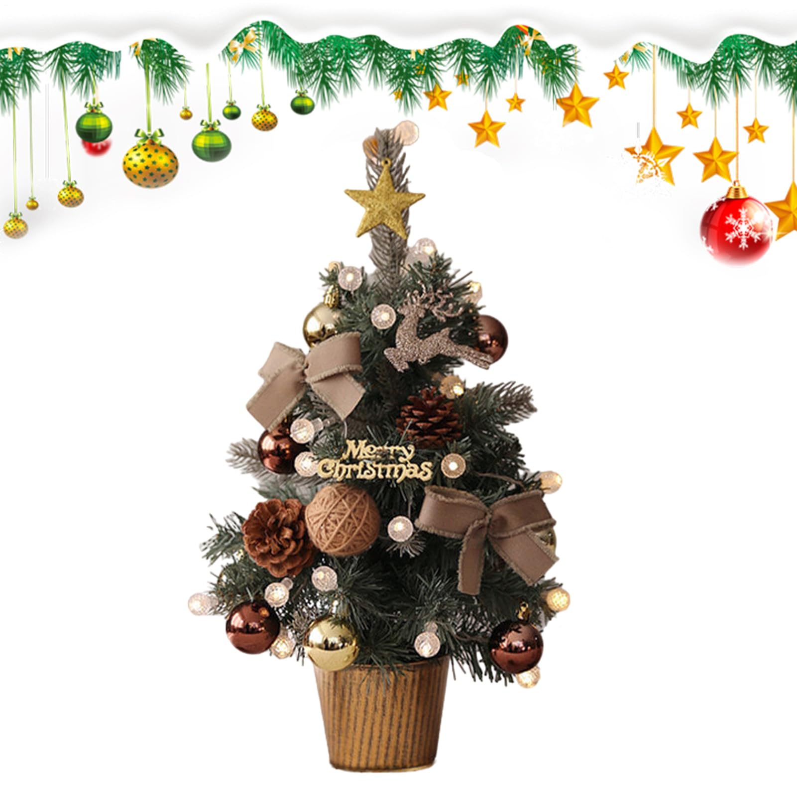 Árbol de Navidad artificial – PVC PE flocado 30 x 30 x 45 cm, decoración