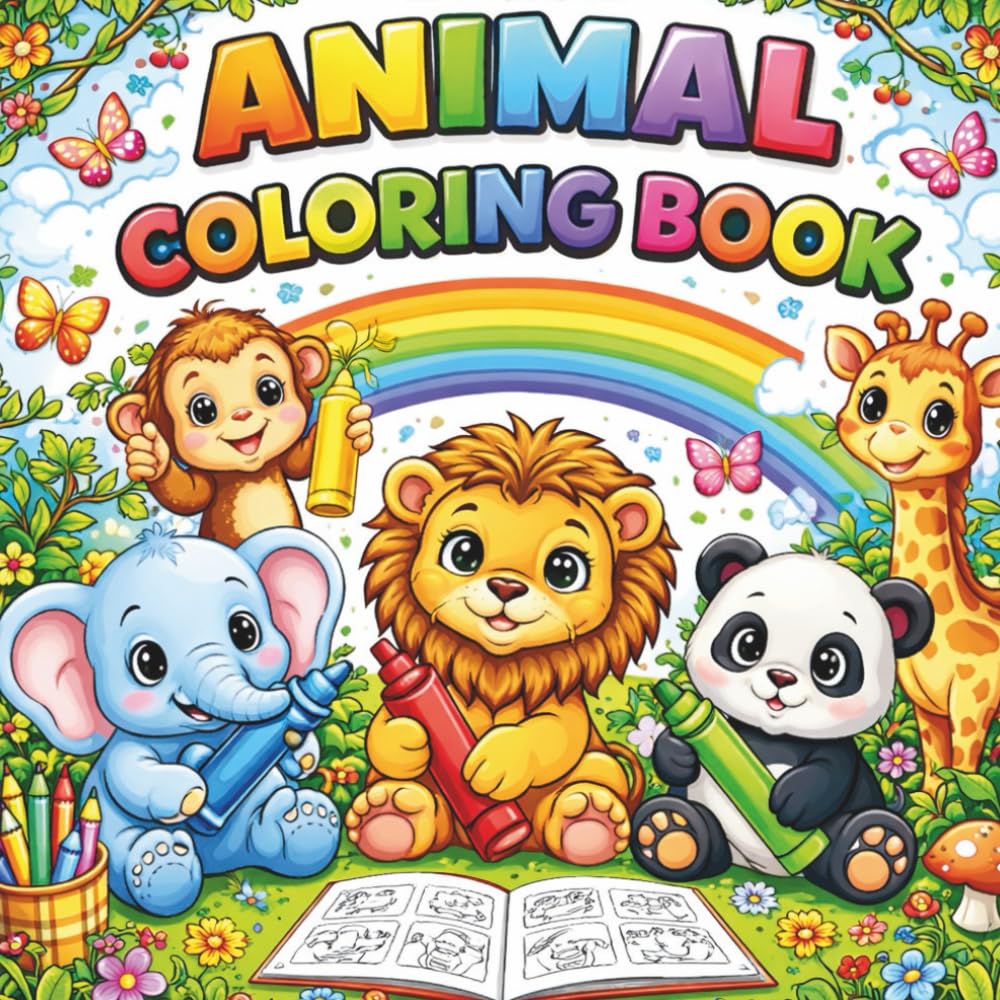 Cute Animals Coloring Book: 50 Animals Coloring Book & Fun Facts for Kids. | Discover a Colorful World of Amazing Animals.