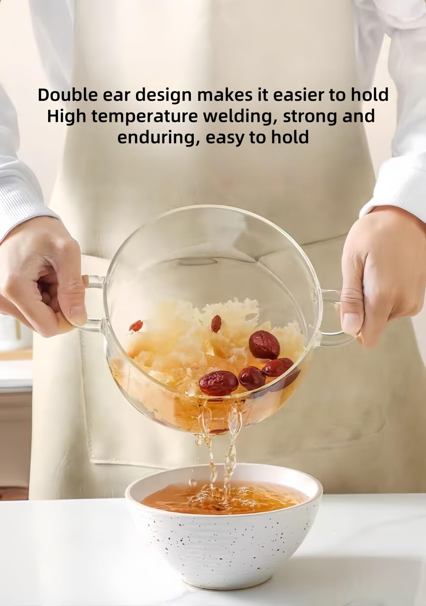 Hitzebeständiger Glas-Kochtopf, leicht, leicht zu reinigen, perfekt für Nudeln, Nudelsuppe, Milch und mehr – schönes Aussehen und gute Wärmeerhaltung