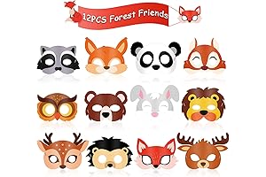 Blulu 12-Piece Forest Animal Masks: Unleash Your Child's Inner Animal Spirit!