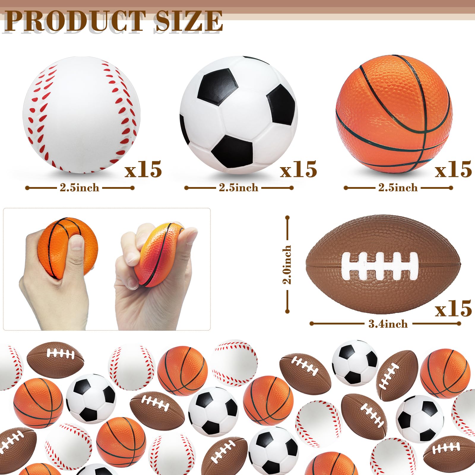 60 Pieces Sports Stress Balls for Kids Mini Footballs Ball, Soccer ...