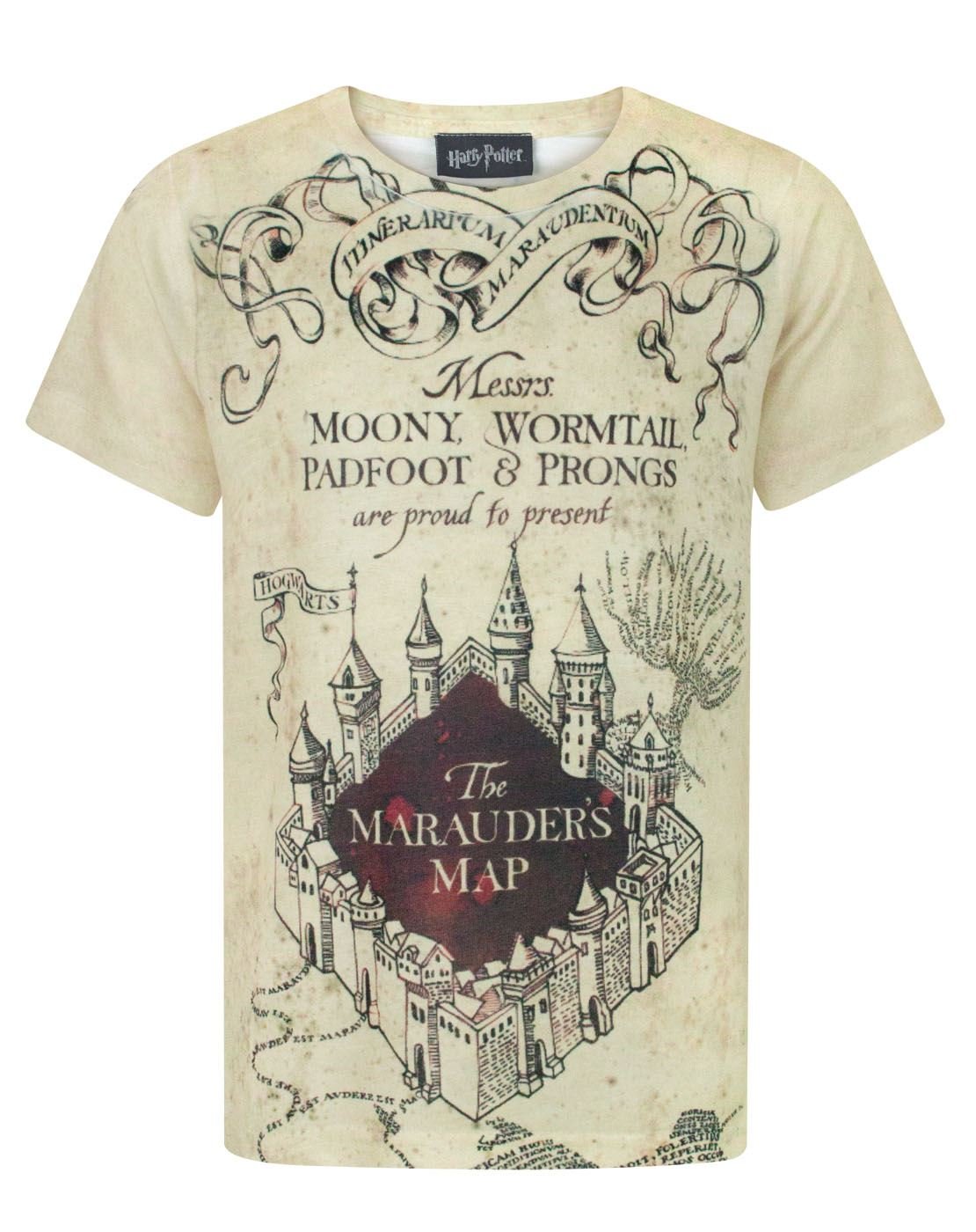 Harry Potter Marauders Map Sublimation White Boy's Tee T-Shirt