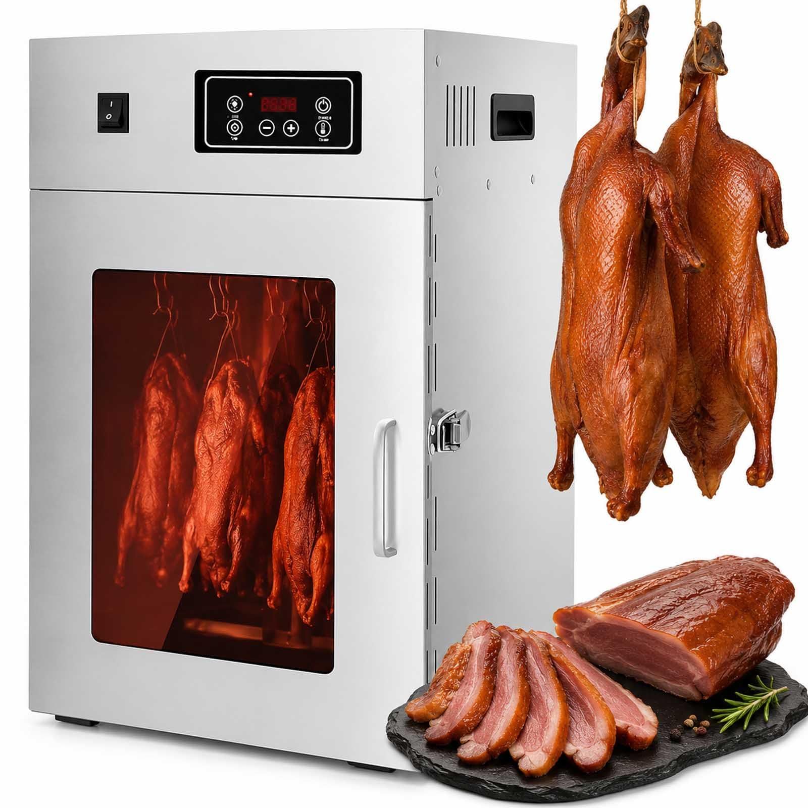 Gewerblicher Fleischtrocknungs- und Reifeschrank - aus Edelstahl, 360°-Drehung,Temperaturbereich 30-90℃,24-Stunden-Timer, 7,5 kg/15 kg Fassungsvermögen,geeignet für Beef Jerky,Würstchen usw 7.5KG