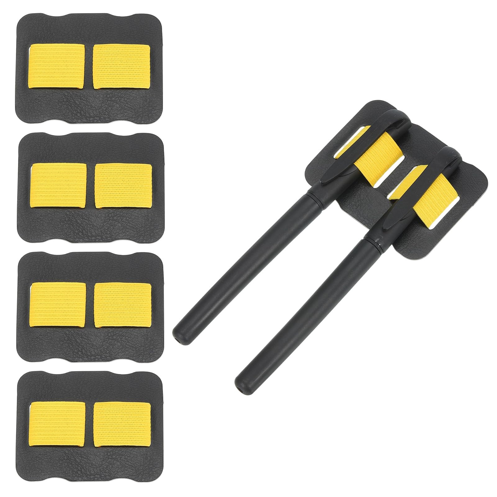 PATIKIL 4Pcs Pen Holder for Notebooks, Self-Adhesive Elastic Pencil Holder Double Pen Loop Ultra-Thin Leather Design for Planner Clipboard Journal Calendar Office Accessories, Yellow