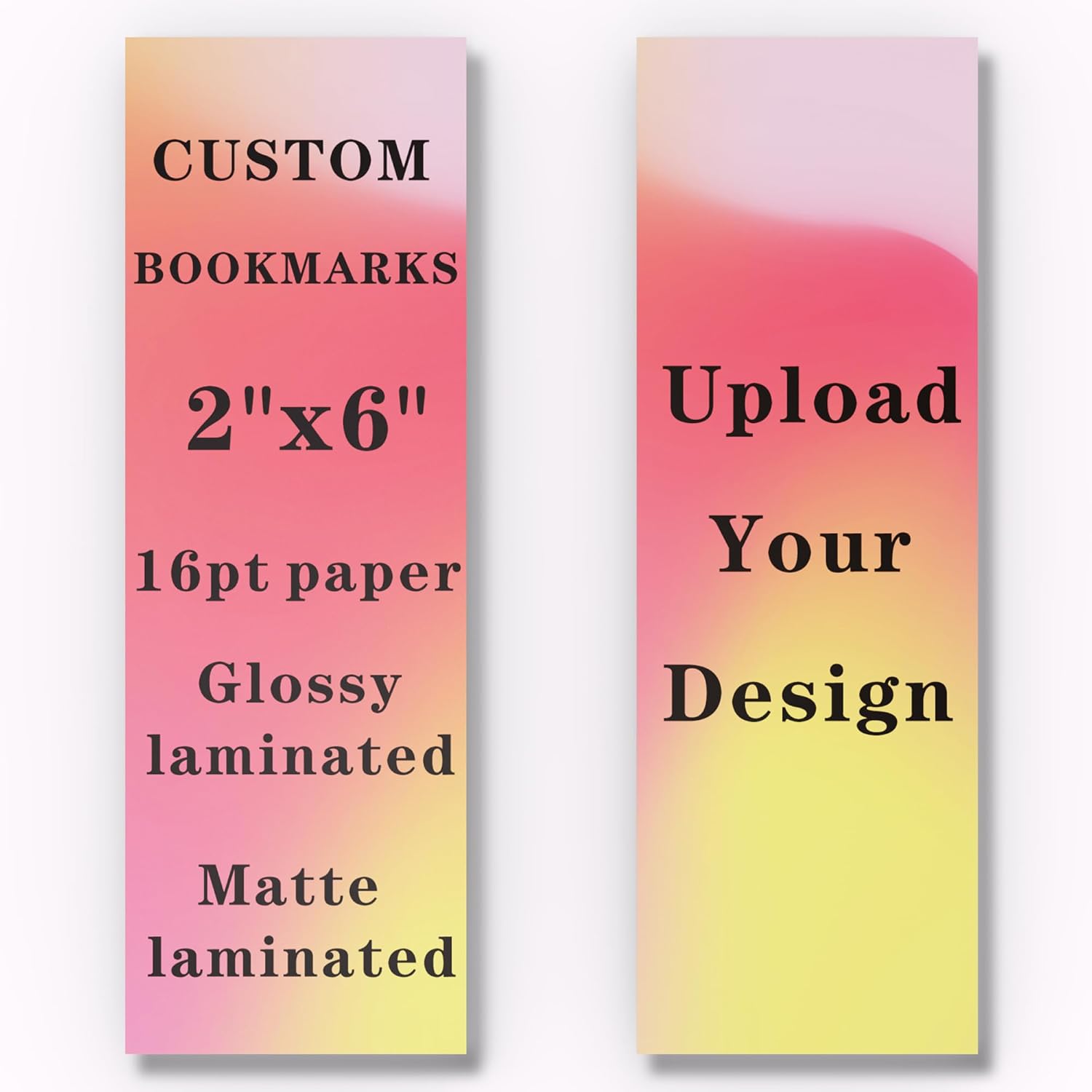 Custom Bookmarks - 16pt Paper 2"x6" - Glossy/Matte Laminated - (100 to 500 Cards) - Personalized Bookmarks (500)