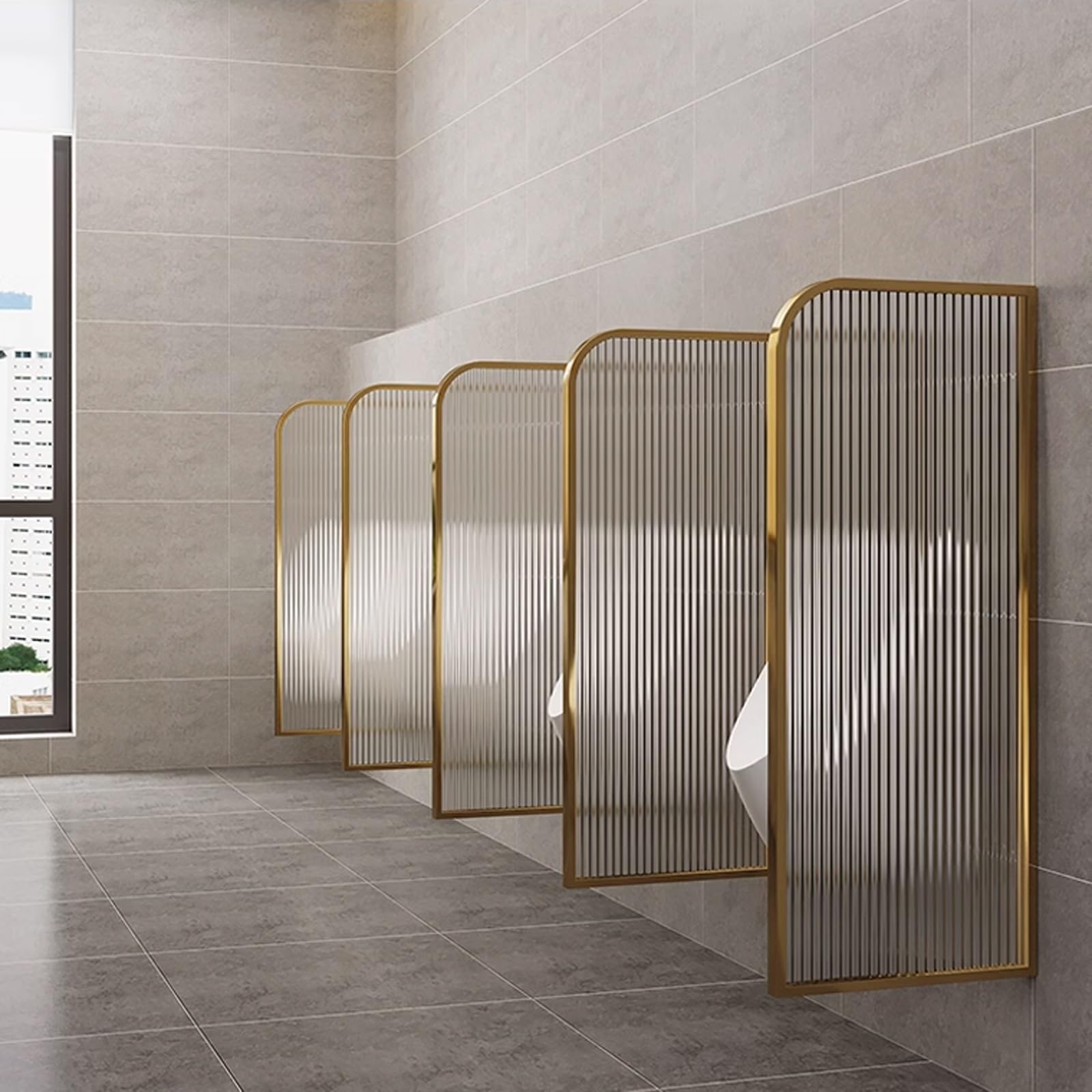 AYCDL Urinal Screen Toilet Partition, Toilet Urinal Partition Extender, Men's Toilet Waterproof Urinal Partition, Translucent Glass,Gold-2pcs