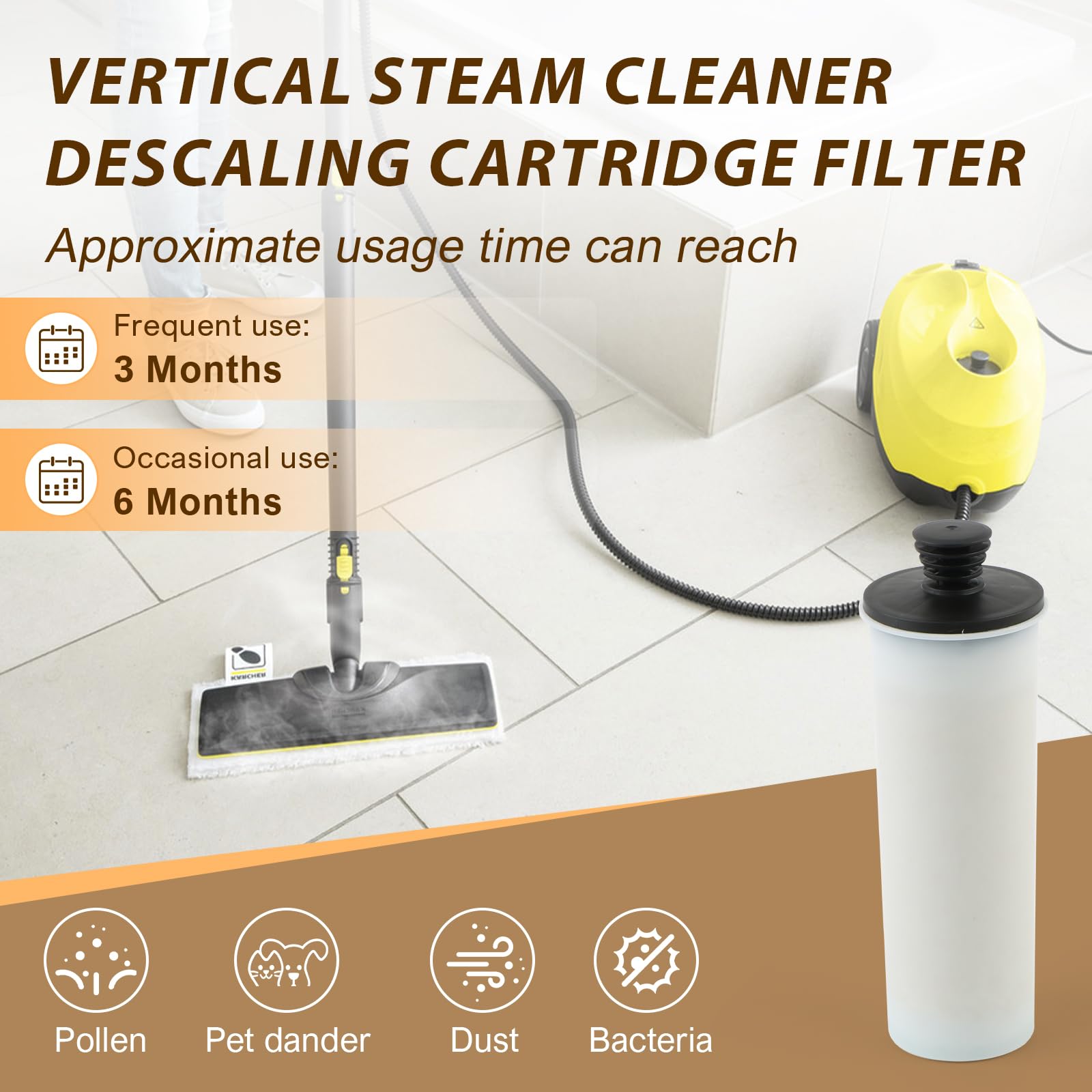 Juego de 2 Filtros Descalcificadores para Karcher SC3, Kit de Accesorios para Limpiador a Vapor (Blanco)