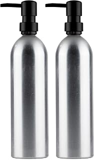Soap Bottles or Shower Bottles Metal Pump Bottle Set - Aluminum - 20oz - 2cc Dispensing Pump - Works well with essential oils, hand soap, lotions, oil and vinegar, shower products (2pk)