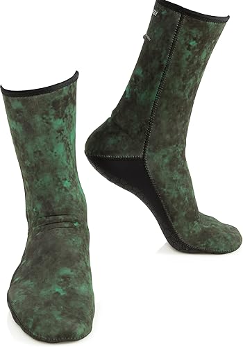 Cressi Calcetines de camuflaje de neopreno para adultos de 0.118 in para apnea y buceo, suaves y cómodos, calcetines Hunter