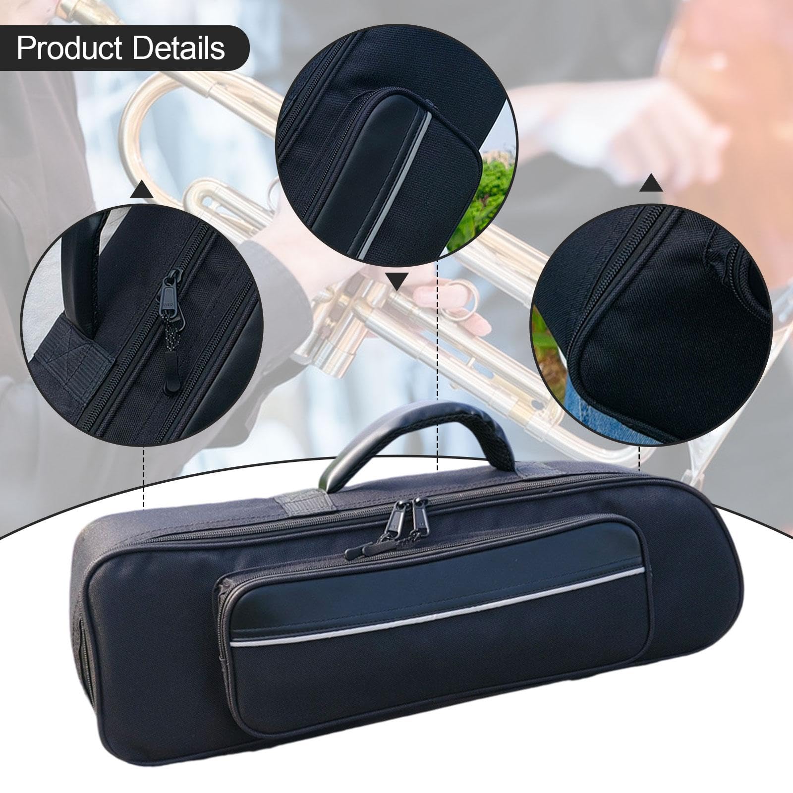 Bolsa de Viaje para Trompeta de Tela Oxford, Funda Protectora para Hombro, Resistente e Impermeable, Estuche de Trompeta para Sordinas de Concierto en Exteriores