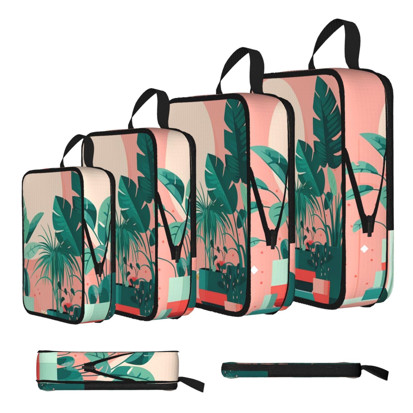 Beautiful potted green plants Compression Packing Cubes 4 Piece Set