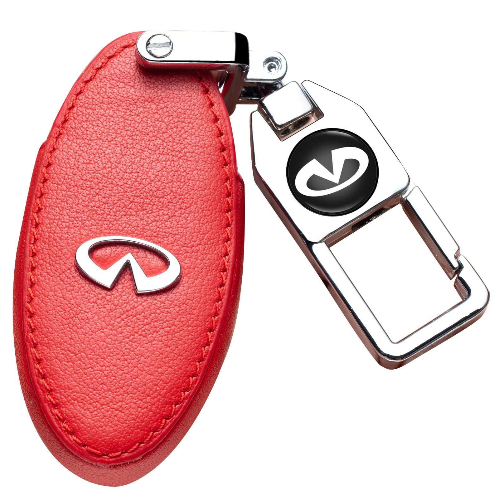 YINI Key Cover Case,Key fob Cover car Key Holder Genuine Leather Replacment  for Infiniti EX35 FX50 G35 G37 M45 QX56 FX50 M35 M56 QX60 QX80(4 Button)