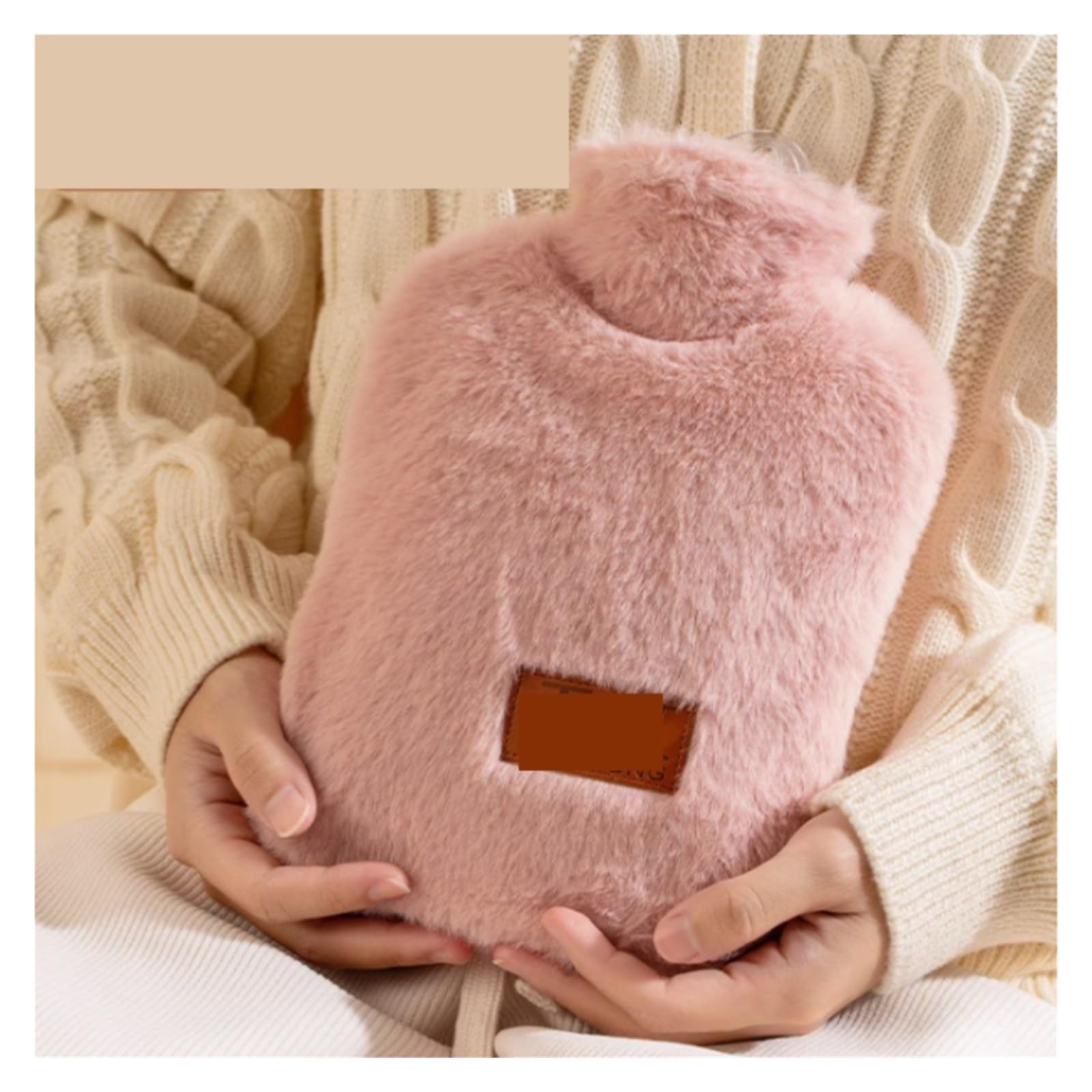 Bolsa Agua Caliente Calentador Caliente De La Mano Felpa del Vientre Compresa Cintura Gruesa Llena Agua Botella Térmica(Pink)