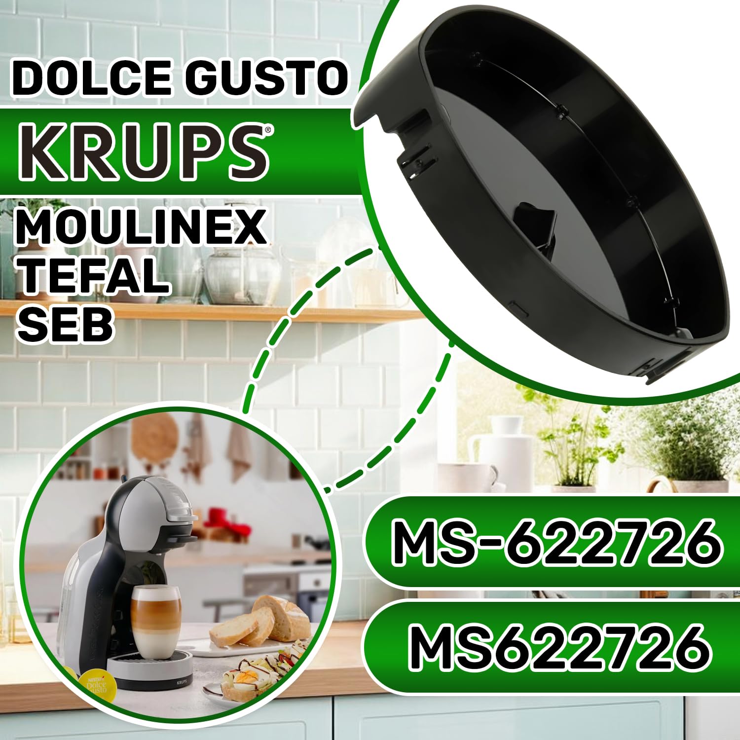 ONIX TECH Bandeja de Goteo para Cafetera Krups Dolce Gusto Genio Piccolo MS-622726