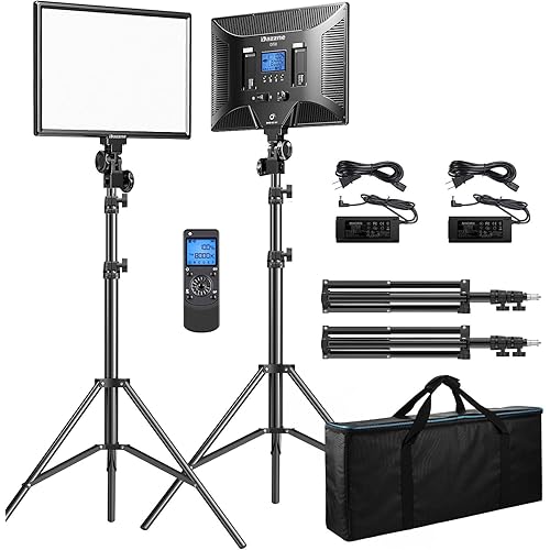 D50 LED Video Light Panel Lights 15.4", 2 Packs 45W 3000K-8000K Bi-Color Dimmable Photography Lighting, CRI 96+ Videography Lighting for Video Shooting/Gaming/Live Stream/Studio/Film