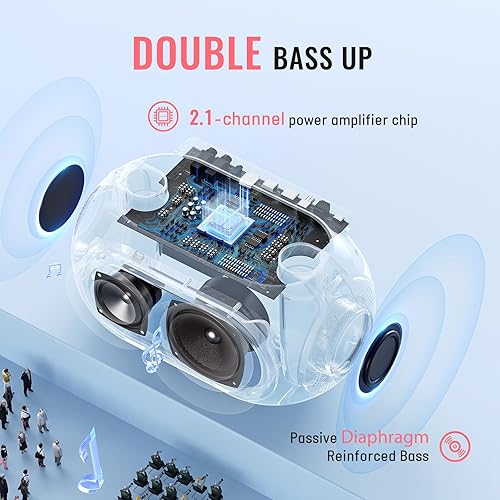 Miniatura 3 de SUDOTACK Máquina de karaoke con 2 micrófonos inalámbricos, máquina de karaoke para TV, altavoz Bluetooth portátil con ajuste de eco, bajo, agudos