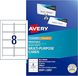 Avery Australia Printable Personalised Name and Business Cards - 40 Cards for Laser and Inkjet Printers - White 260 GSM - ...