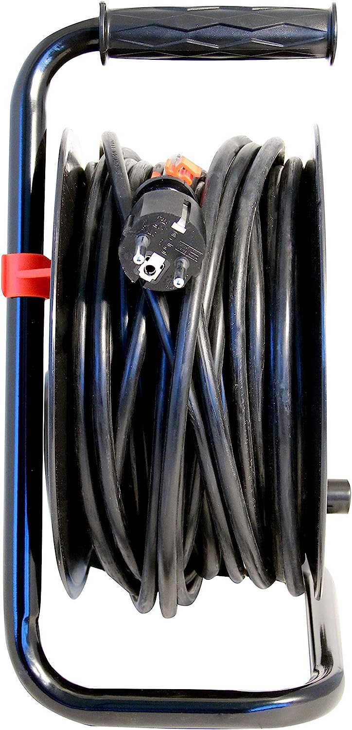 Carrete de cable DIY 4 enchufes estándar Schuko, cable H05VV-F3G1.5MM2, 25M, CE