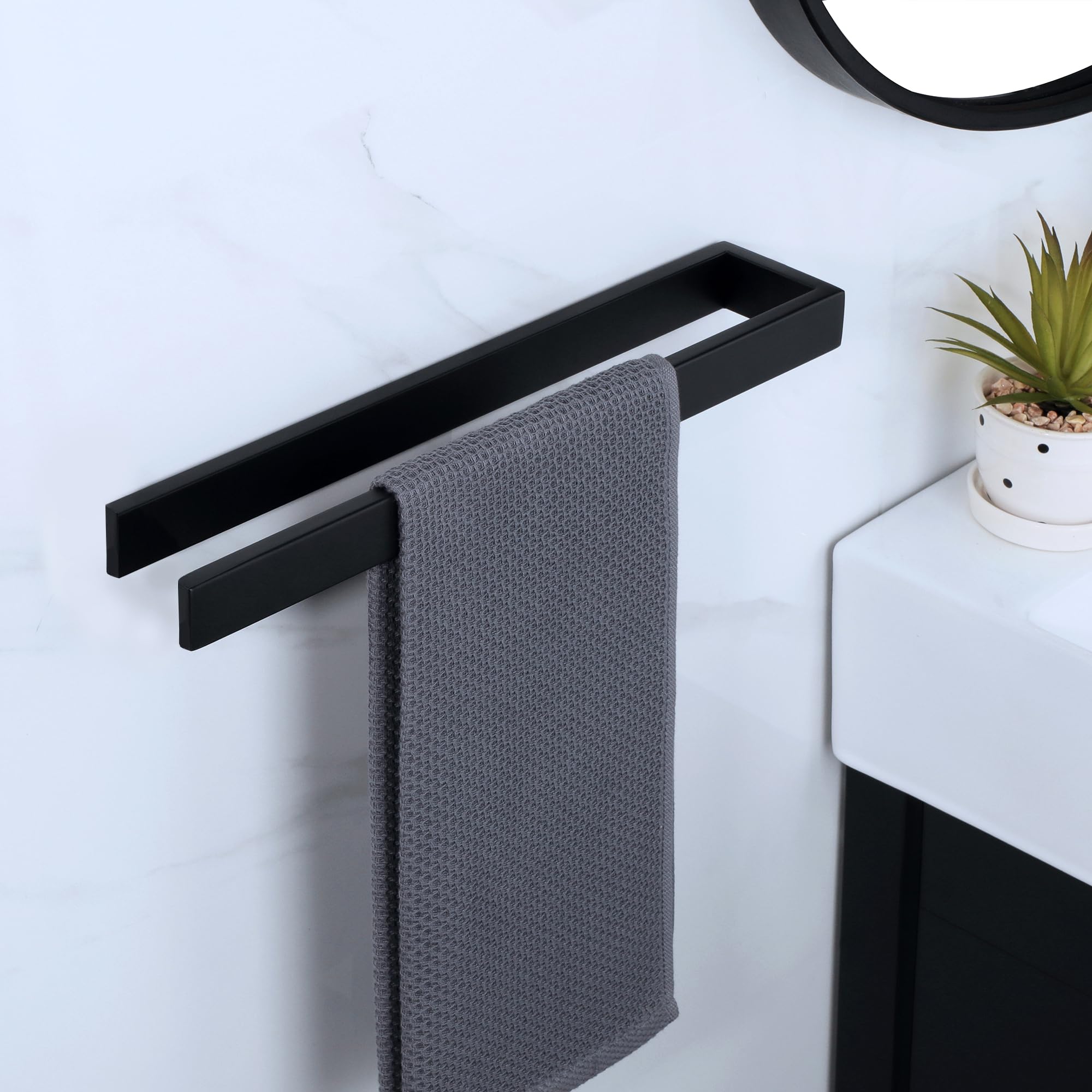 Portasciugamani Autoadesivo Nero - 30 Cm, Acciaio Inox SUS304, Per Bagno E Cucina - Foto 4