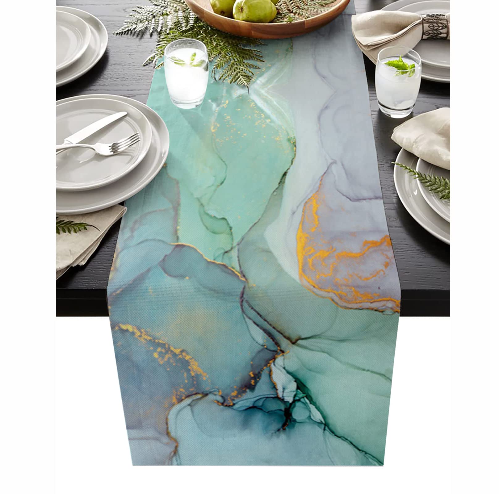 KASTWAVE Marble Gradient Table Cloth, 13"x70" Hotel Party Disposable Table Mat Doily Tablecloth Coffee Table Decor Cloth for Dining Room Kitchen Living Room Holiday Party Table