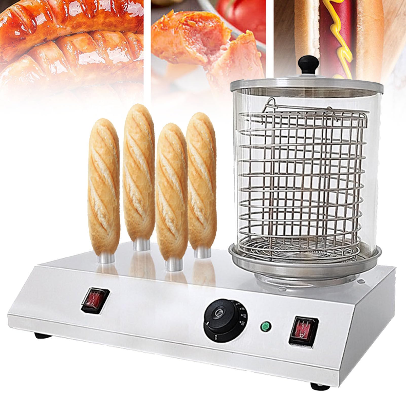 HTTGDGDH Professional Electric Hot Dog Steamer, Stainless Steel Steamer, Bread Heater, For Hot Dogs, Egg Rolls, Sausages,