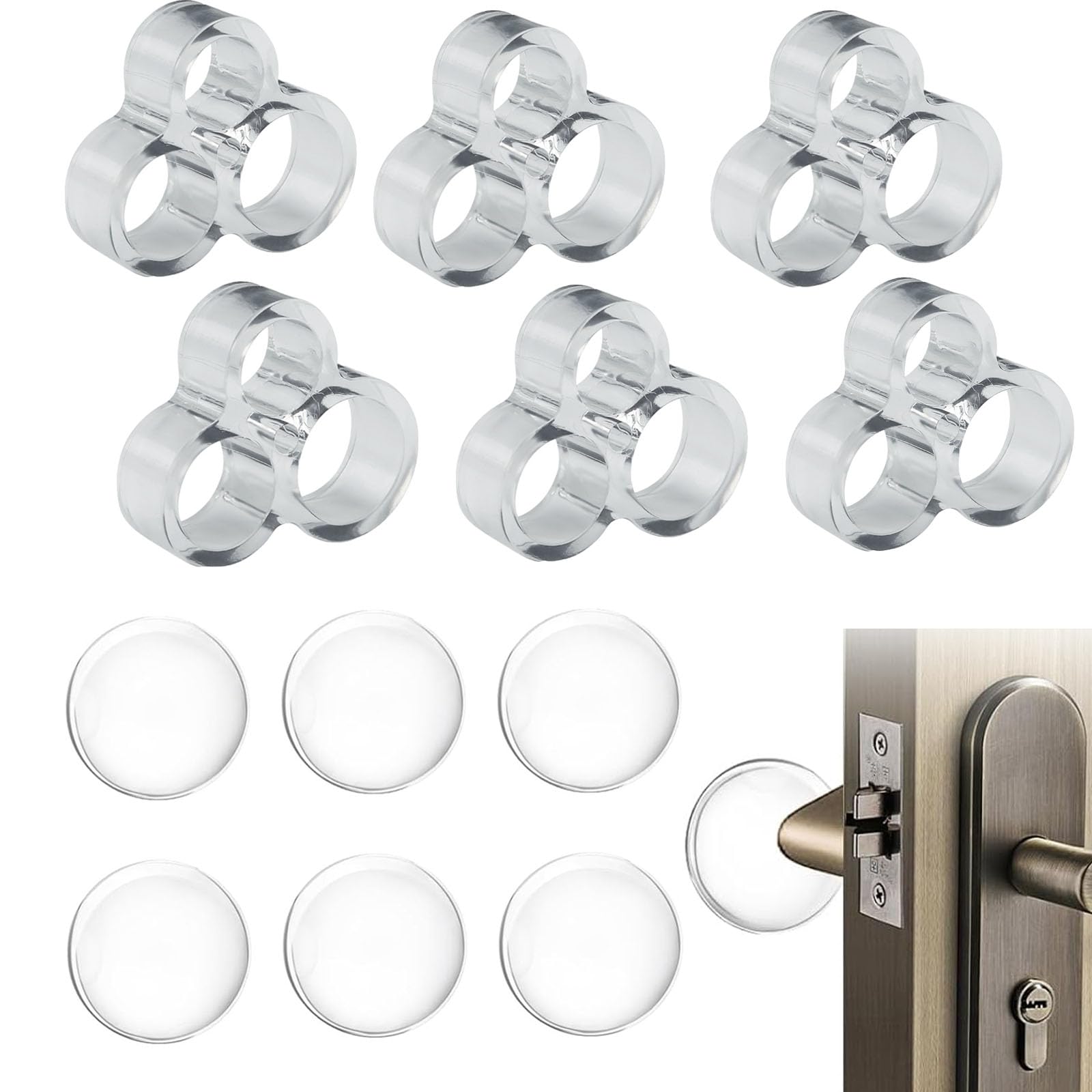 Stouumow 12 Pcs Door Handle Bumpers - Wall Door Handle Stoppers To Prevent Wall Damage, Door Handle Protectors And Bumper Guards