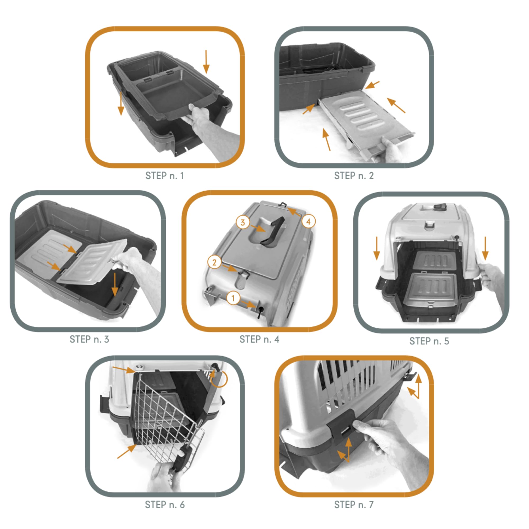 SELVADEGO | Trasportino per Gatti con Lettiera Integrata – Box da Viaggio con Apertura Superiore, Porta in Metallo e Cassetto Estraibile – Robusto e Igienico, per Auto e Treno e Aereo, 60x37x36 cm