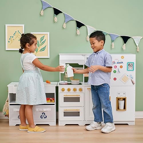 Miniatura 8 de Teamson Kids Little Chef Atlanta - Cocina modular grande de madera con características interactivas y realistas, y 17 accesorios de cocina, para 3