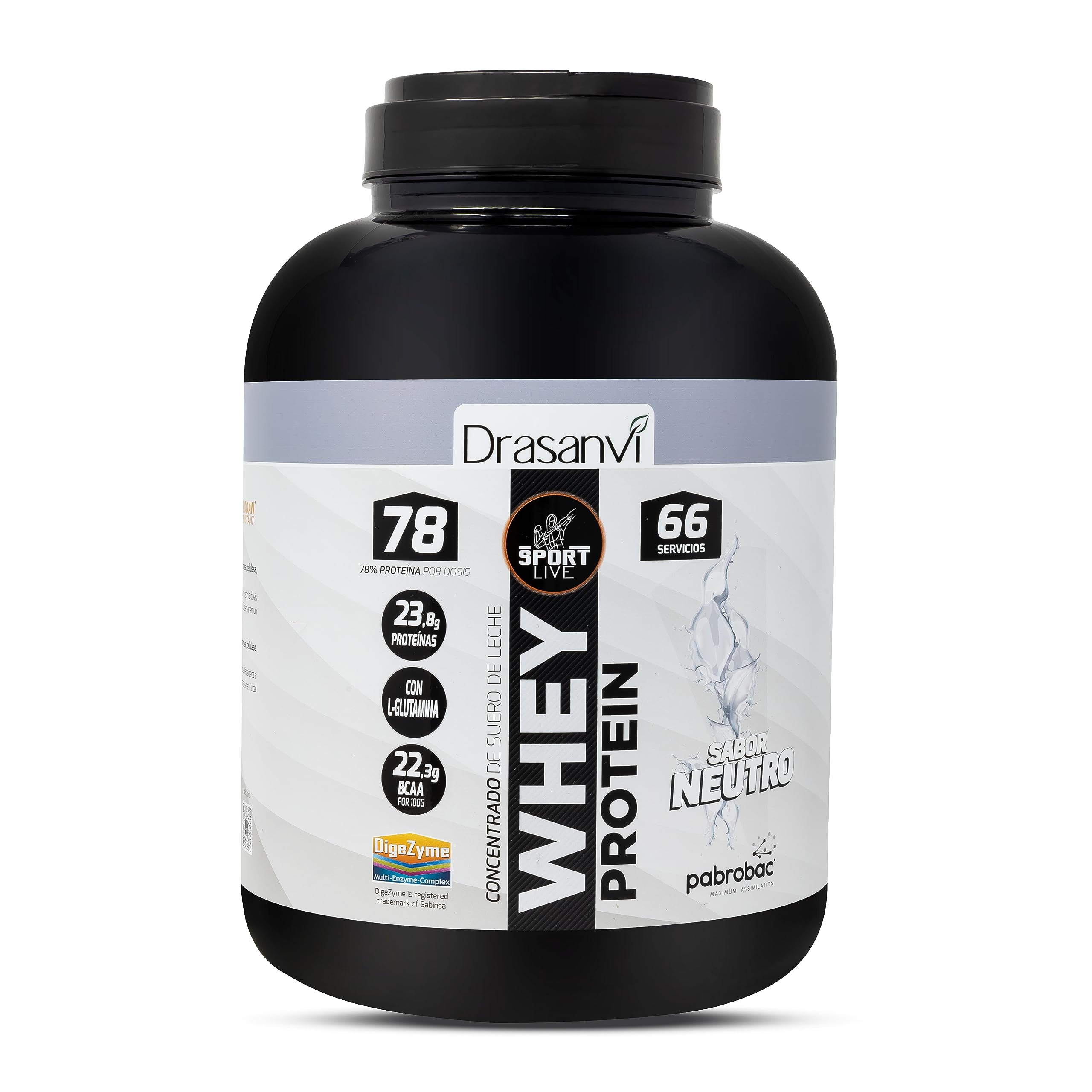 SPORT LIVE Concentrado de proteinas de suero de leche sabor NEUTRO | Whey Protein en polvo con L-Glutamina y L-Leucina | Ayuda a aumentar tu masa muscular | Mejora tus batidos |2 KG | Con L-Glutamina y L-Leucina para Ayudar a Aumentar tu Masa Muscular, Fa