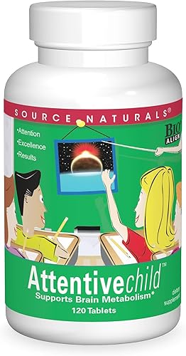 Miniatura 1 de Source Naturals Attentive Child - Nutrientes cognitivos saludables para niños activos - Enfoque y atención mejorados con DMAE, magnesio, zinc y