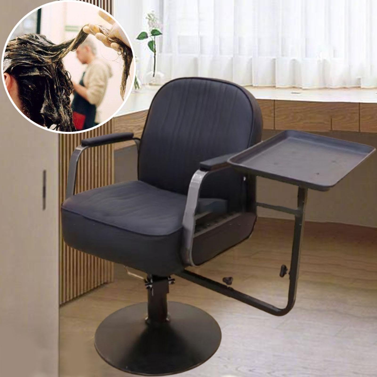 Accessoire pour Fauteuil de Coiffure, Plateau pour Fauteuil de Barbier, Chariot pour Matériel de Coiffure, Plateau de Coloration, Hauteur Réglable Pou
