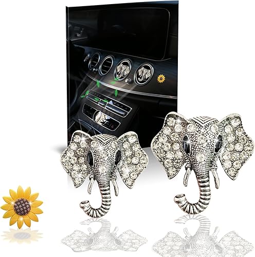 Miniatura 1 de Ambientador de aire para coche, 3 piezas de ambientador para coche, ambientadores de ventilación de elefante de cristal, difusor de ventilación -
