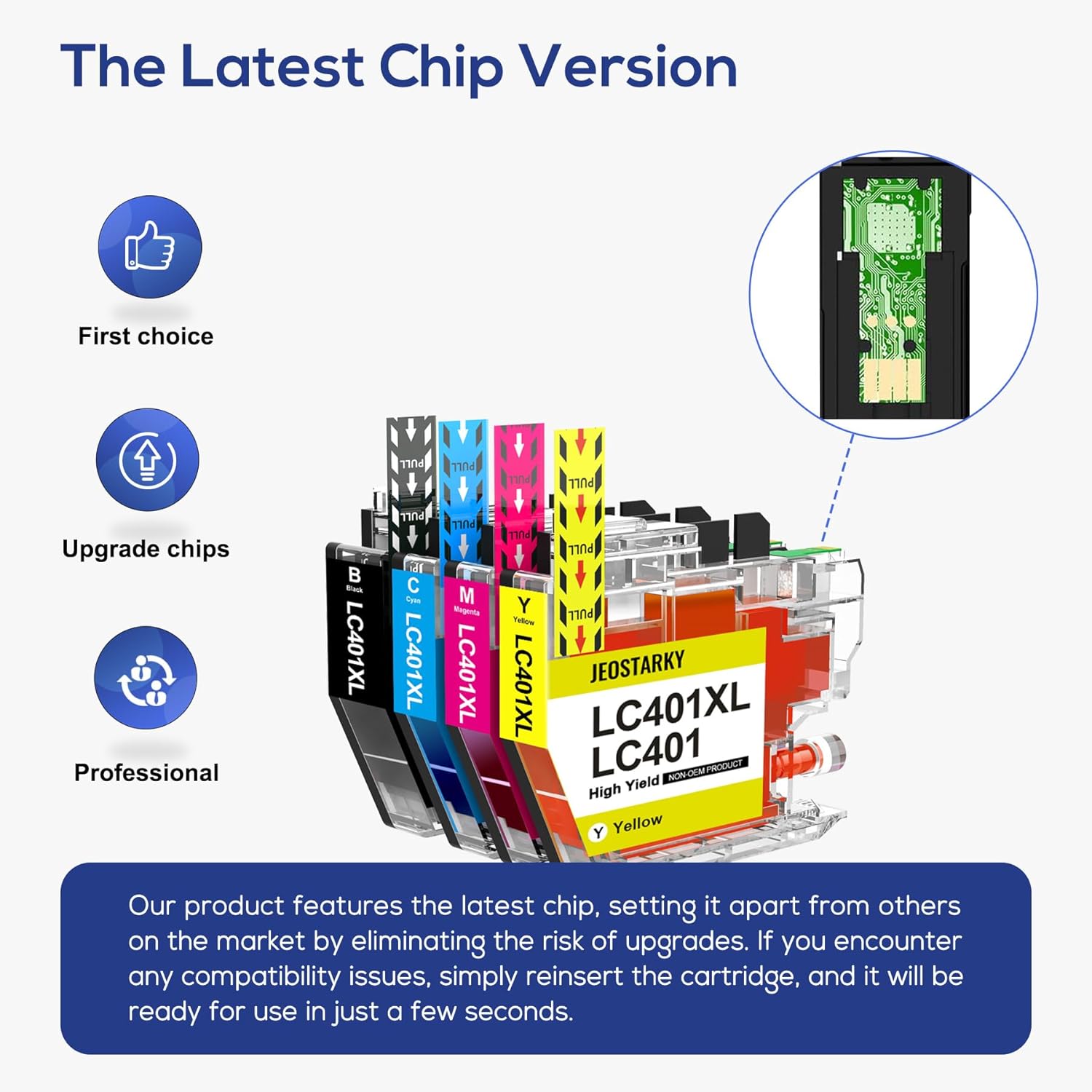 LC401XL Ink Cartridges Compatible for Brother Ink Cartridges LC401 LC401XL for Brother MFC-J1010DW MFC-J1012DW MFC-J1170DW MFC-J1800DW Printer Ink (Black Cyan Magenta Yellow, 4 Pack) - Image 3