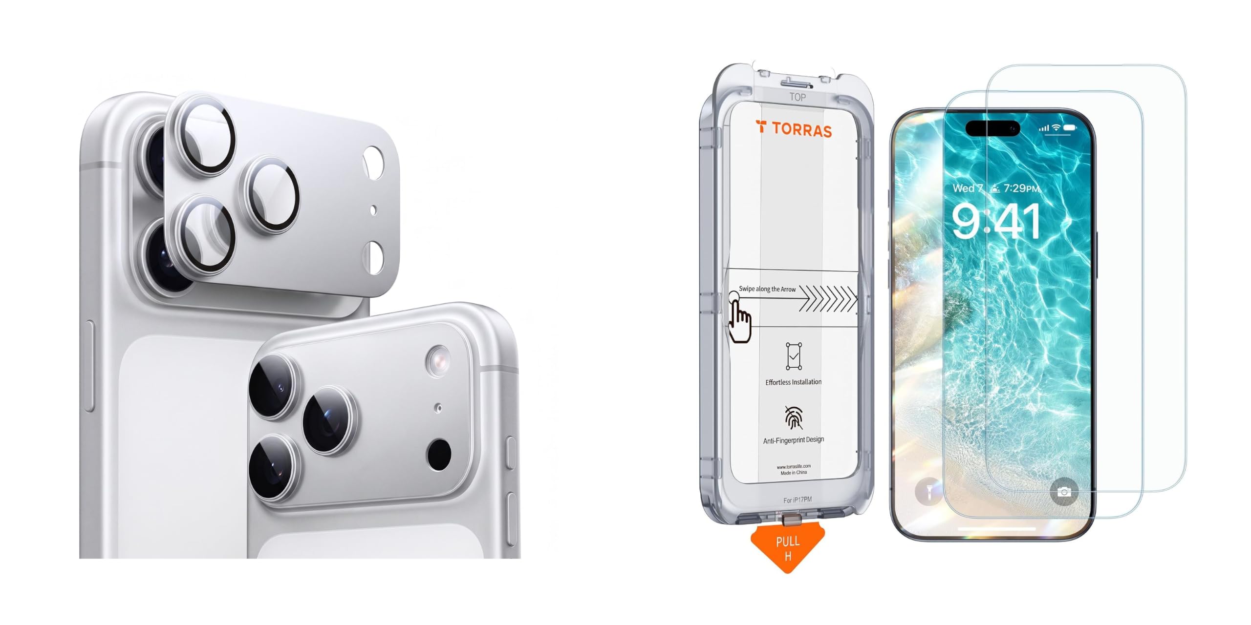 TORRAS SunView AR Panzerglas + Kameraschutz für iPhone 18 Pro Max, Silber