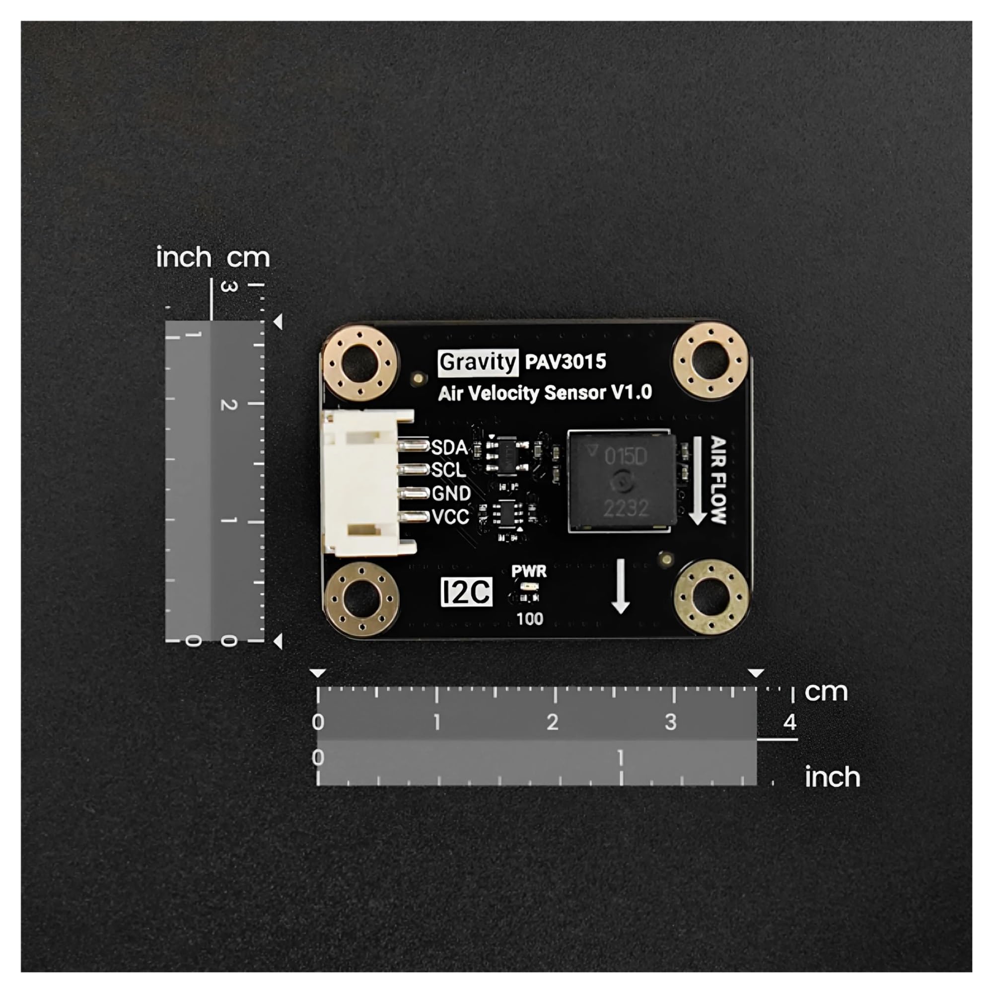 Anemómetro Digital I2C con Sensor de Velocidad del Aire PAV3015