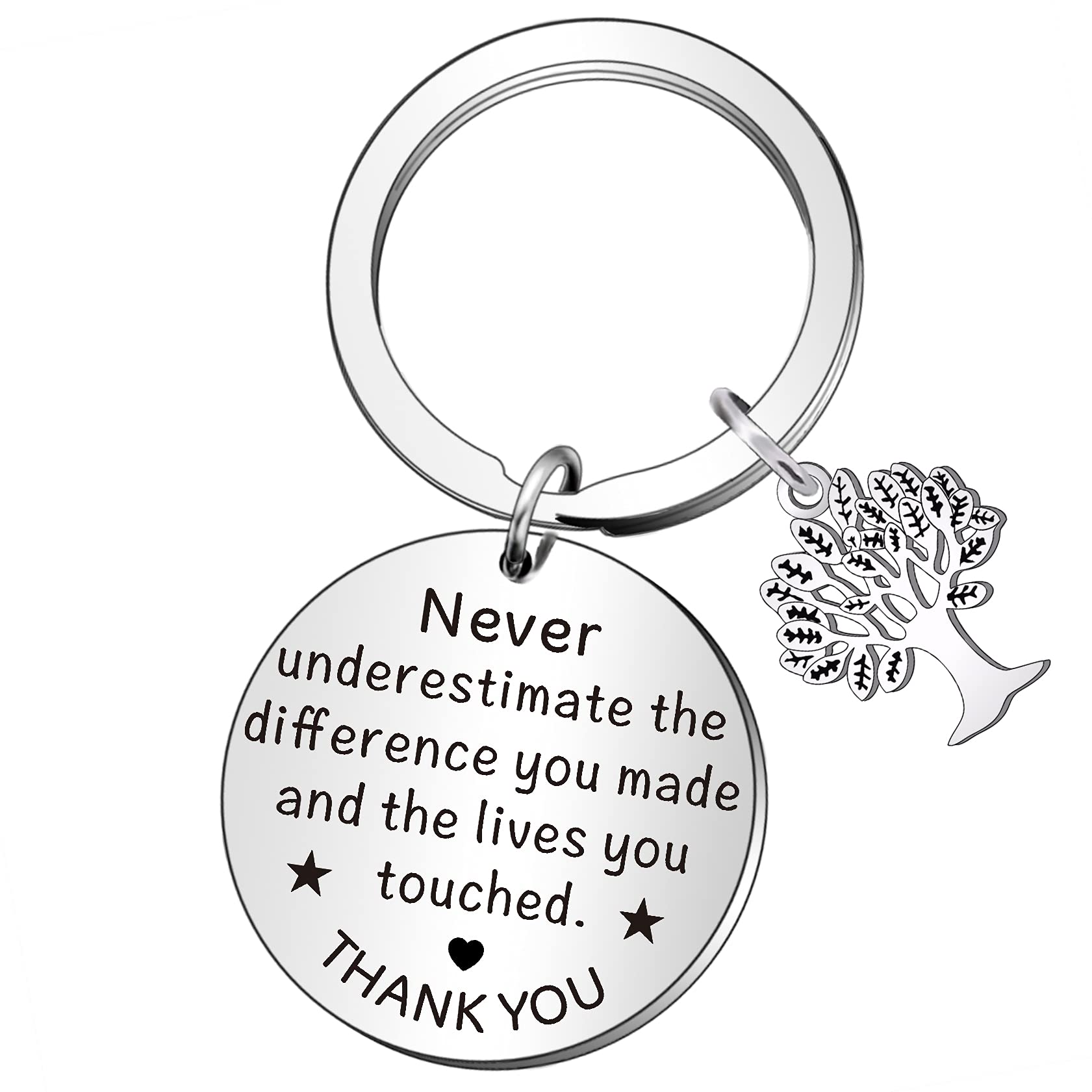 Qmvmv Silver Thank You Gift Keyring Appreciation Keychain For Volunteer Coach Mentor Employee Boss Coworker Leaving Going Away Keychain Gift For Social Worker Employee Teacher