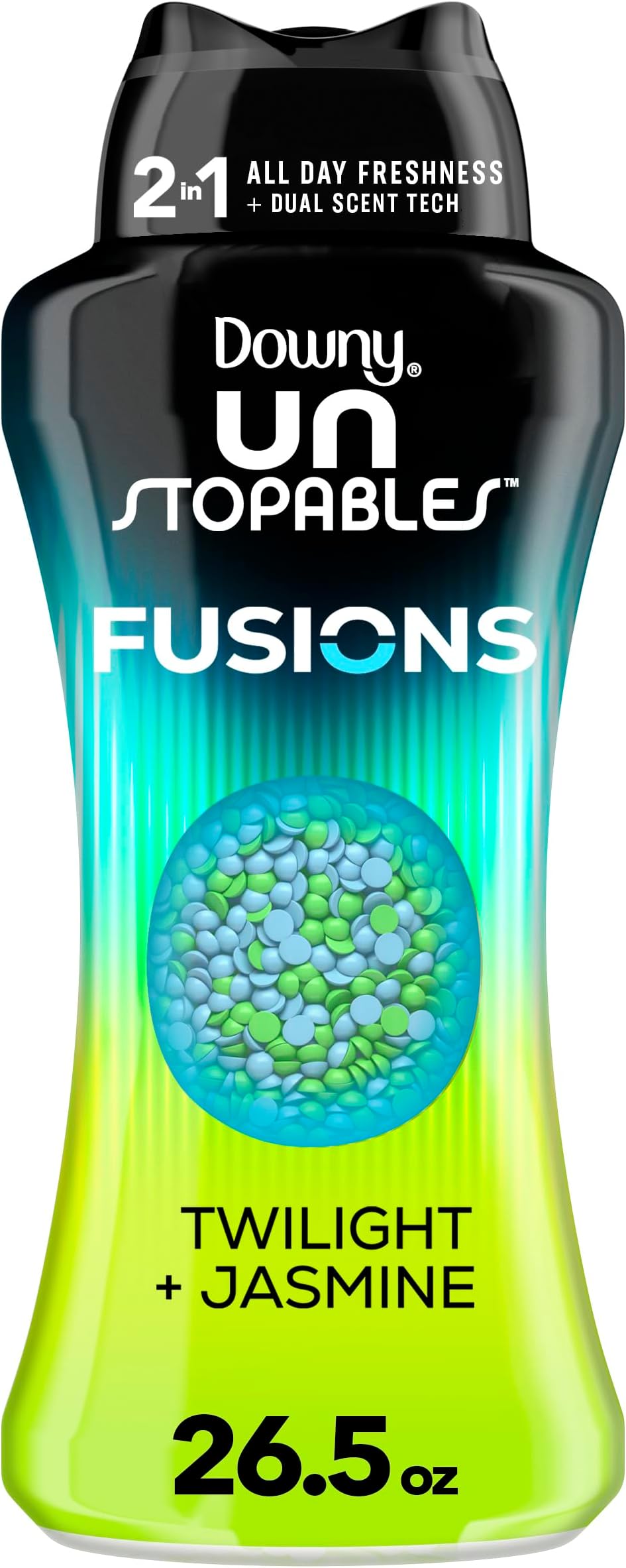 Downy Unstopables Fusions Laundry Scented Booster Beads, Twilight and Jasmine Scent, 26 Ounce, 2-in-1 Freshness for All Day