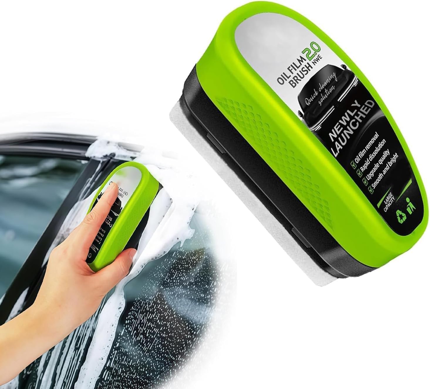 Automotive Oil Film Cleaning Brush, Powerful Glass Cleaning Board, Oil Film Cleaner for Window Remove Dirt Improve Clarity & Visibility, Enhance Visual Effect of Automotive Windshield (1Pcs)