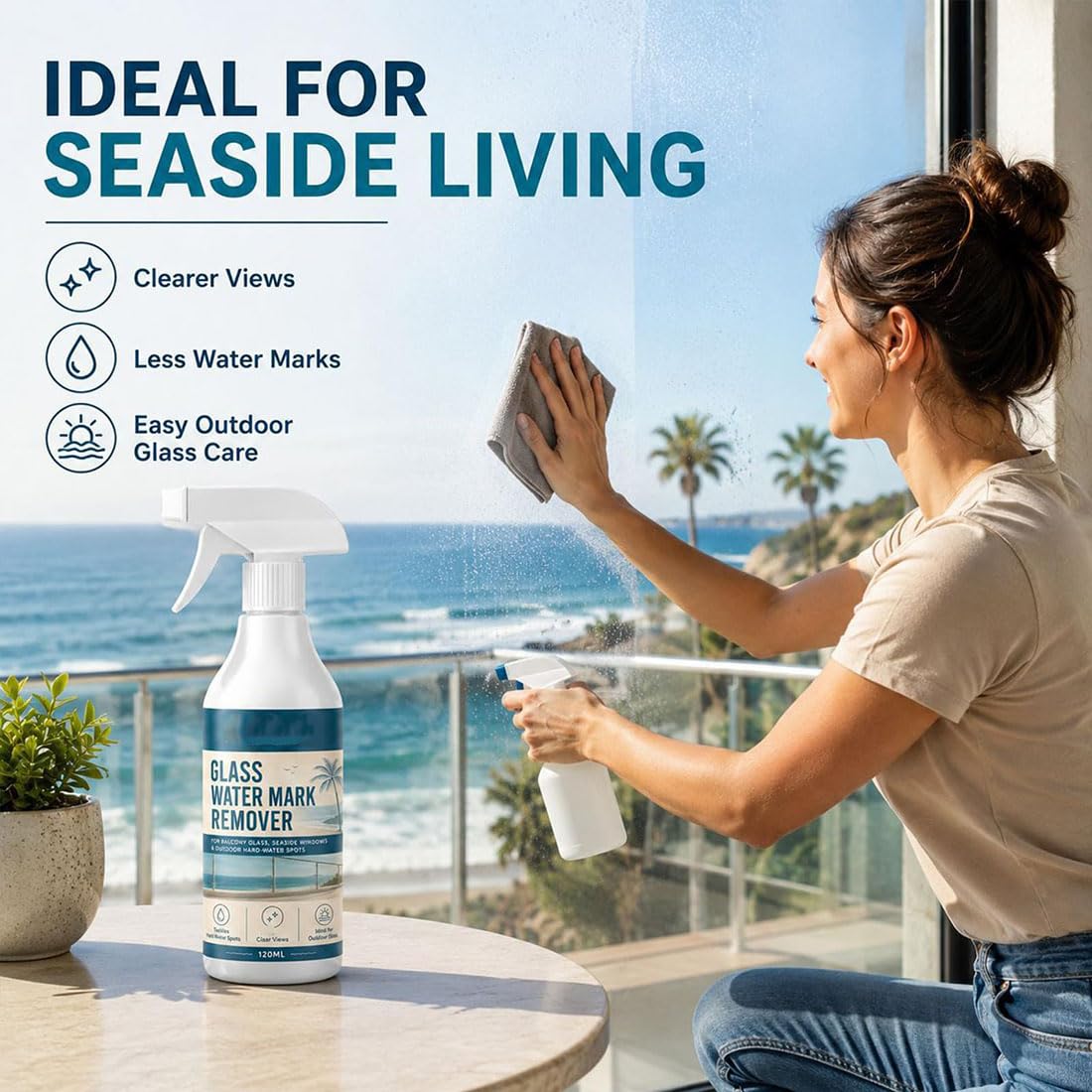 Spray Rimuovi-Macchie d'Acqua per Vetri: Scioglie Efficacemente i Residui (*3pcs)