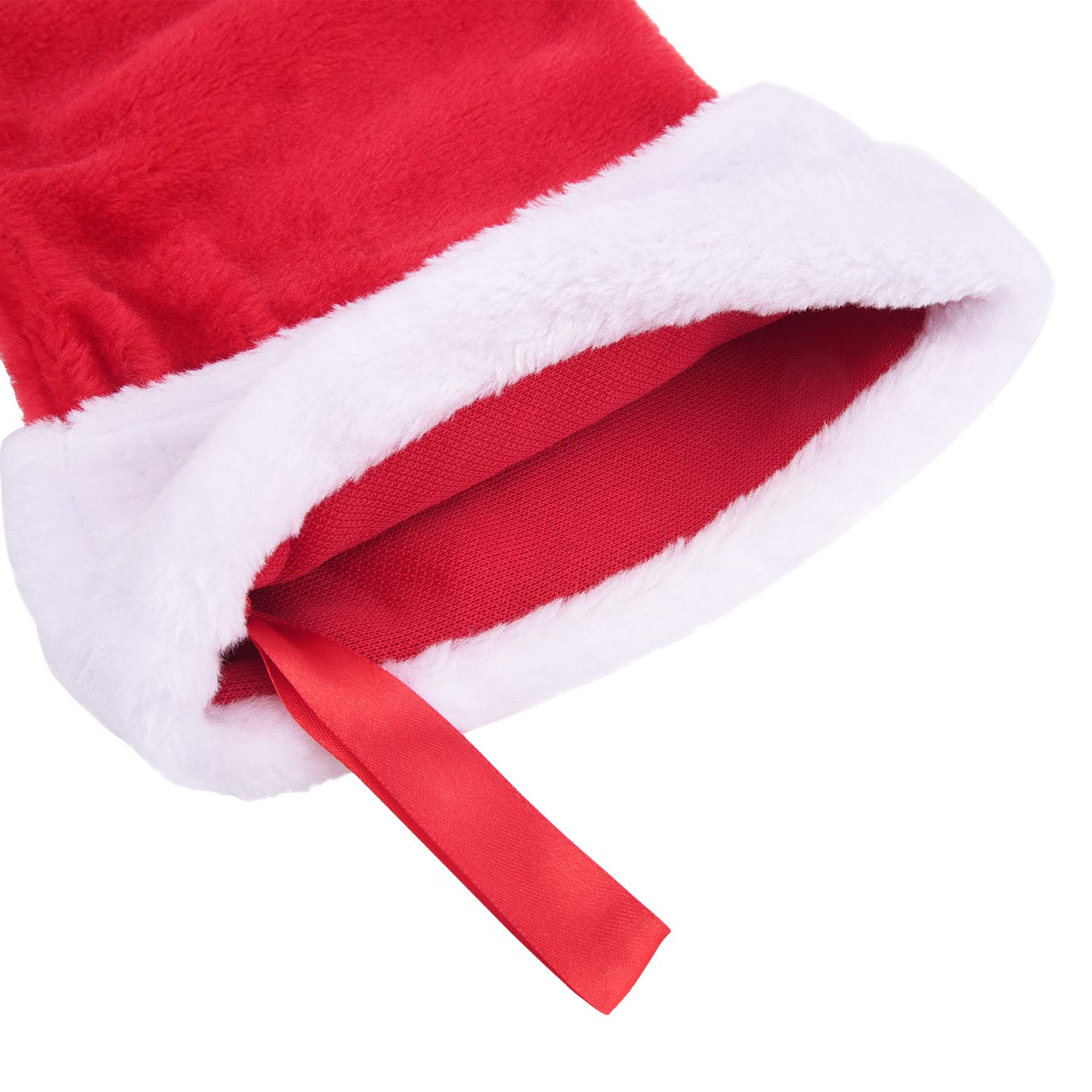 Weihnachtsstrümpfe, rot und weiß, Plüsch, Kamin, hängende Samtstrümpfe für Weihnachtsdekoration, 50,8 cm