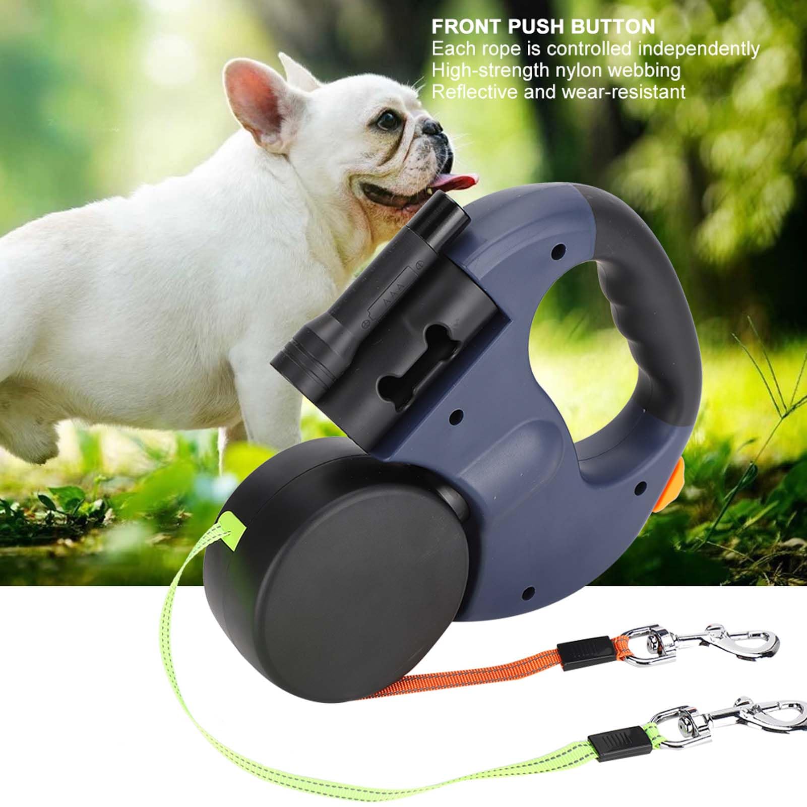 Retractable Dog Leash, 10ft Double Retractable Dog Lead Cord for 2 Dogs Double with LED Flashlight for Dogs Walking (Dark Gray) - Image 3