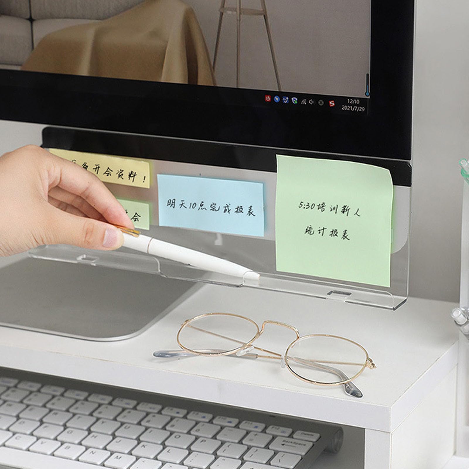Restokki Multifunctional Monitor Memo Board, Computer Note Board,Clear Monitor Note Holder - Image 3