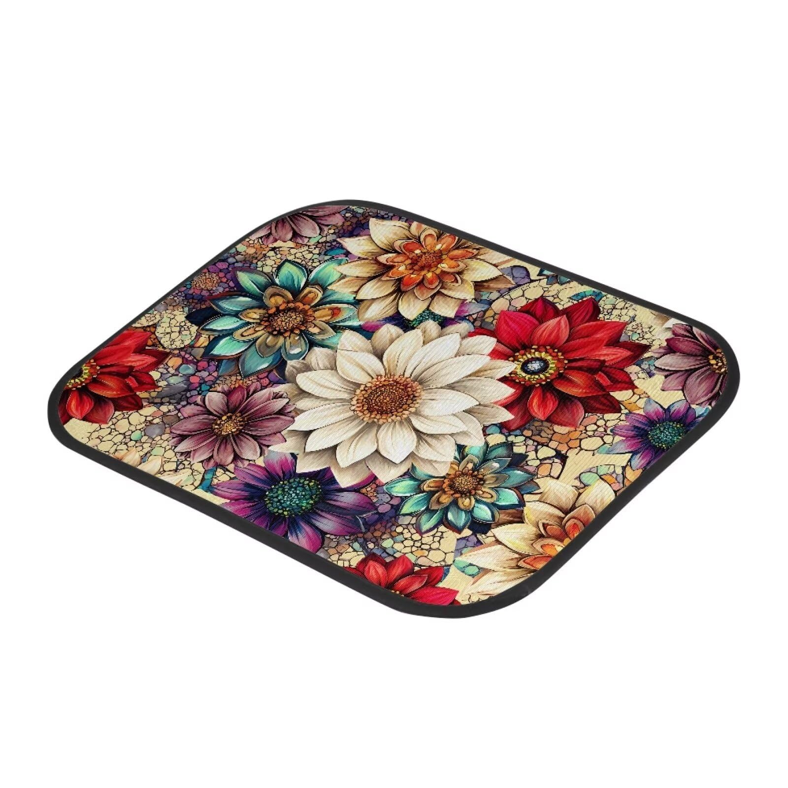 Cozeyat Boho Floral Car Floor Mats 2 Pack Car Floor Mats Heavy Duty All Weather Floor Mats Non — view 3