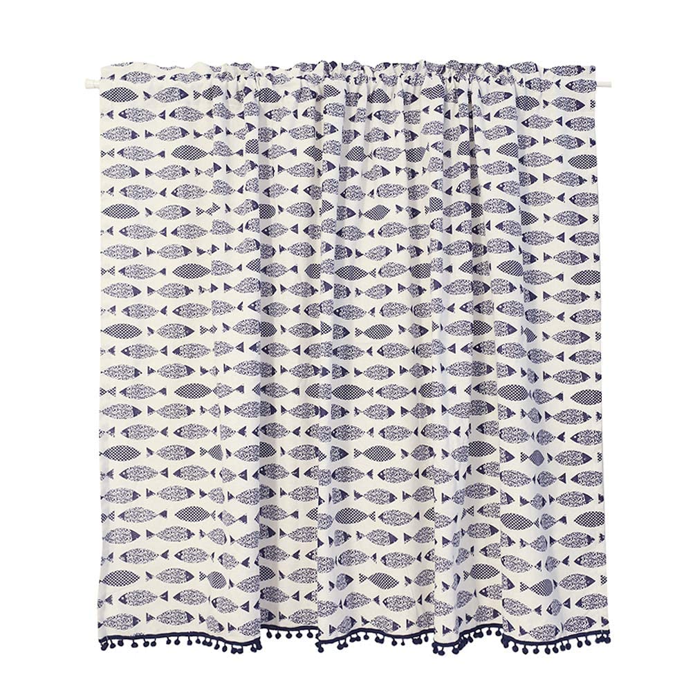 Rideau court moderne en coton beige uni brodé main pour fenêtre et balcon