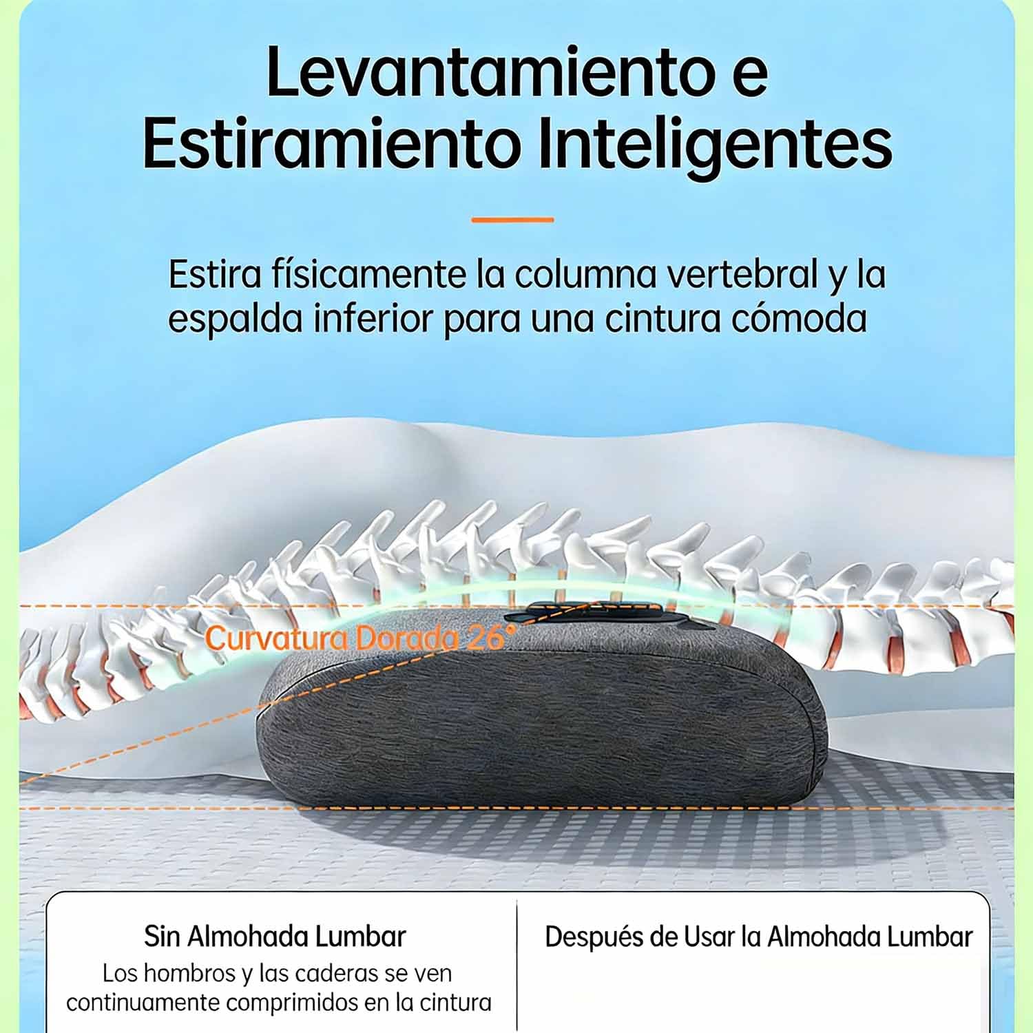 TeraDisc Pro Alividol Masajeador Lumbar, Masajeador de Espalda con Calor Ajustable y Vibración, Soporte Lumbar Ergonómico, Dispositivo de Relajación Muscular para Hogar y Oficina