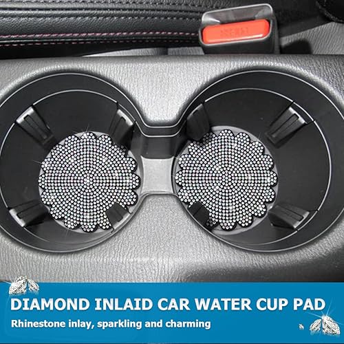 Miniatura 4 de zipelo 2 posavasos con diamantes de imitación antideslizantes para automóvil, tapete para bebidas para mujeres, hombres y niñas, universal de 2.75