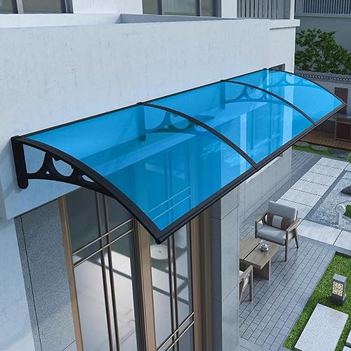 Cubierta de policarbonato azul para puerta delantera, toldo de lluvia, toldo de aluminio para patio, porche, toldo de entrada, balcón silencioso,