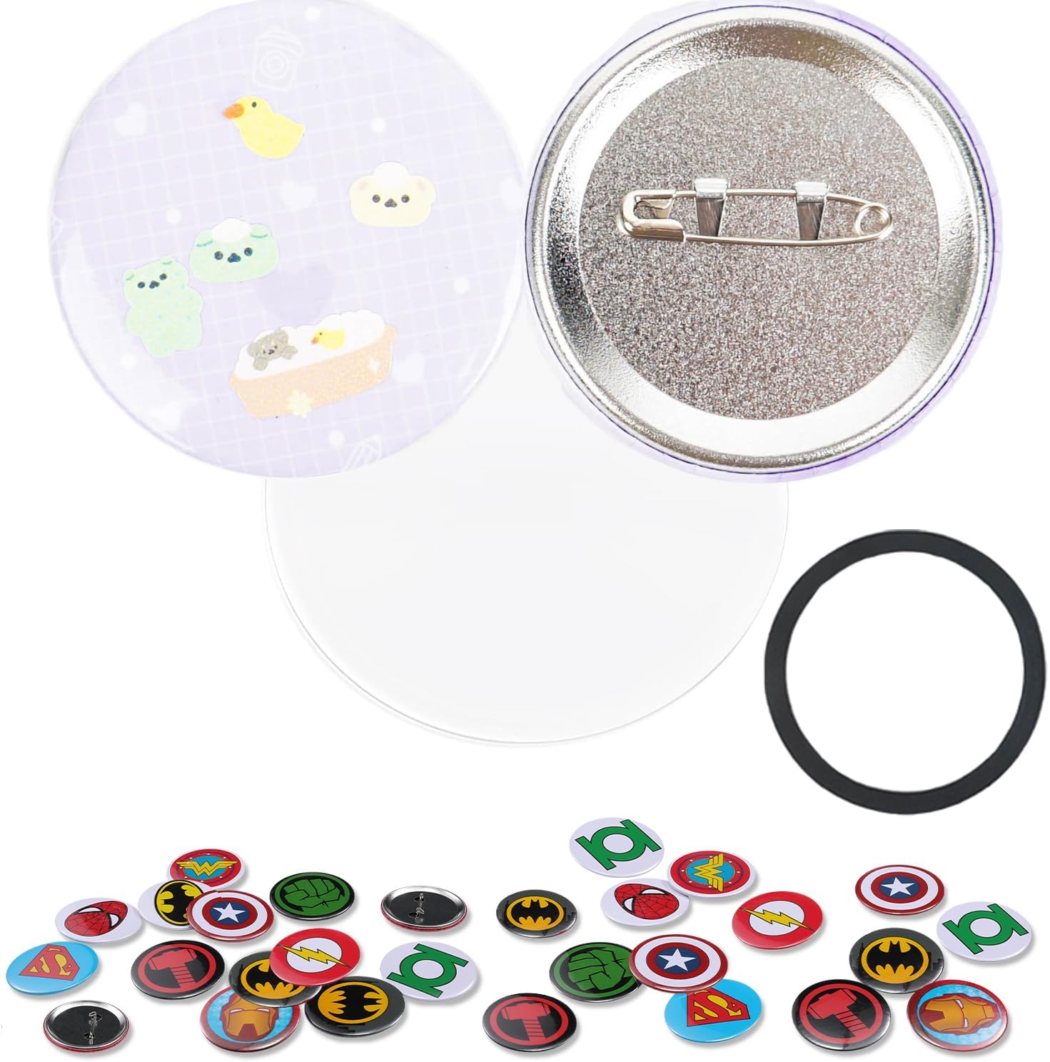 Button Maker Supplies 300 Sets 58mm/2.25 inch Pin Making Kit for